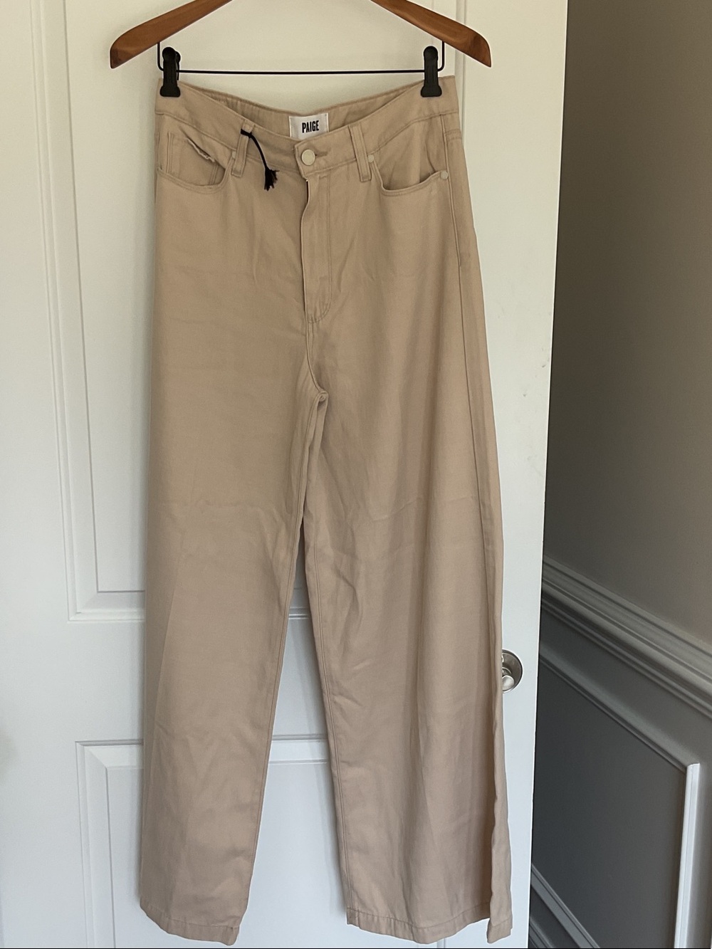 PAIGE Beige Wide-Leg Trousers